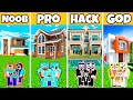 Minecraft Battle : Family Luxury Prime House Build Challenge - Noob Vs Pro Vs Hacker Vs God