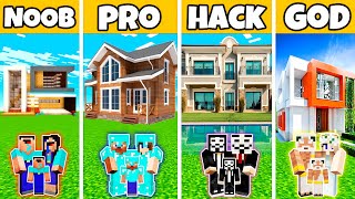 Minecraft Battle : Family Luxury Prime House Build Challenge - Noob Vs Pro Vs Hacker Vs God