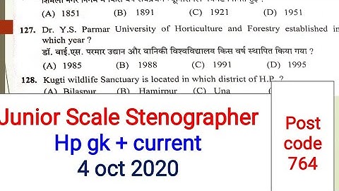 HP Junior scale stenographer question paper 2020 4 oct