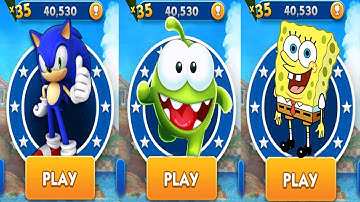 Sonic Dash vs Om Nom vs SpongeBob Run - All Characters Unlocked Android Gameplay