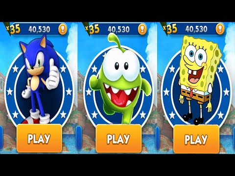 Sonic Dash Vs Om Nom Vs SpongeBob Run All Characters Unlocked Android Gameplay