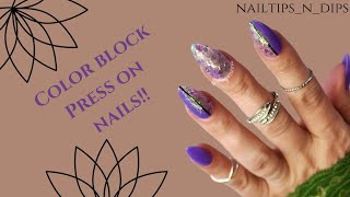 Dip Powder Nails/color block/Nail stamping/press on nails