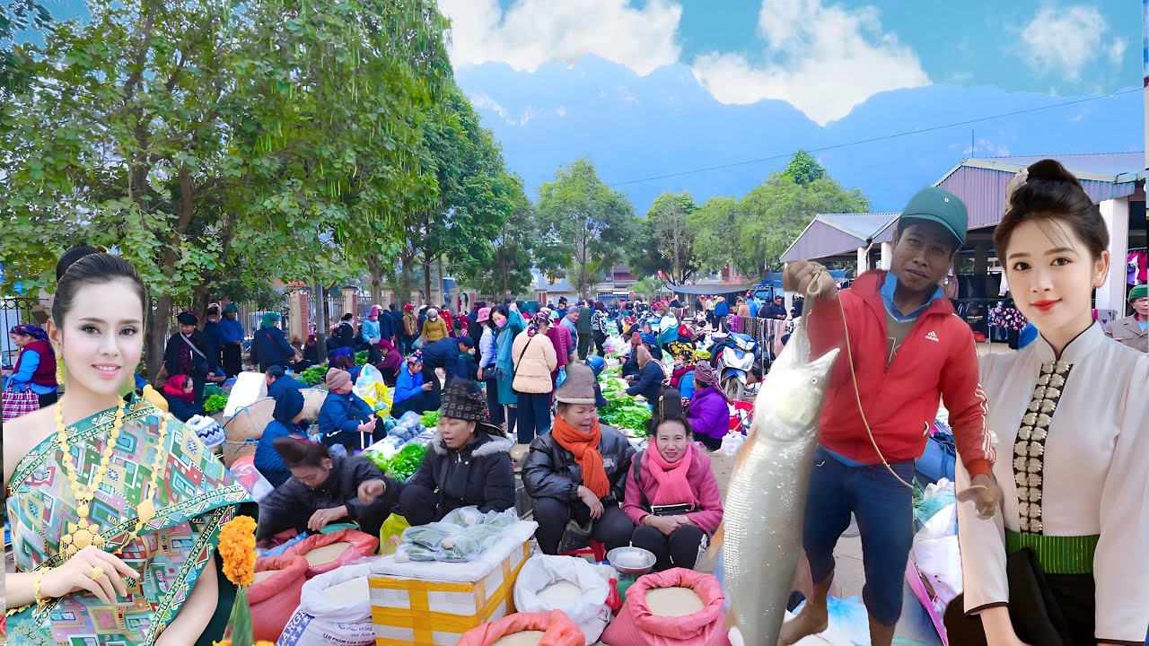 Chợ Huổi Cuổi Sơn La Người Thái Mang Cả THUỶ QUÁI Ra Bán
