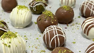 بمكونات بسيطة سهلة و سريعة أفخم و ألذ كرات شكولاته بالفستق/chocolate pistachio balls