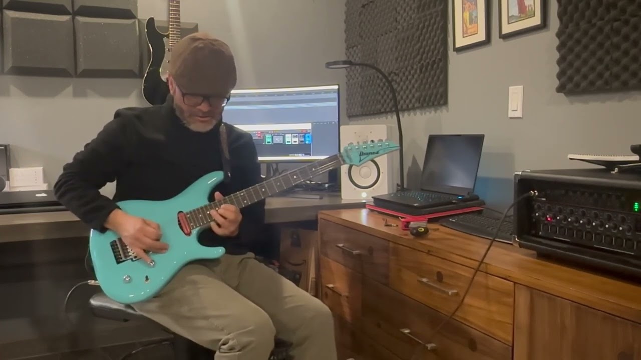 Sky blue guitar jam