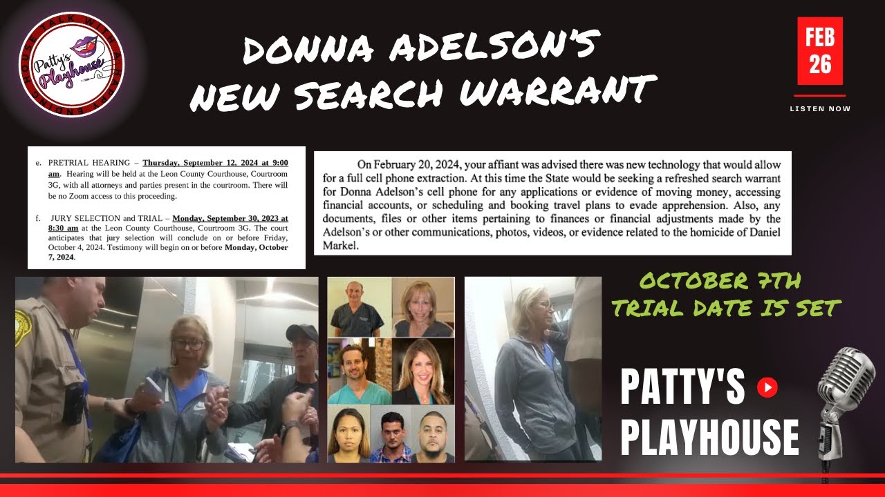 New Search Warrant - Donna Adelson & Trial Date is SET - YouTube
