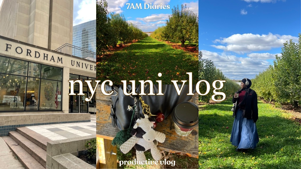 7AM productive vlog 🍂📚 | Amazon intern, studying for finals, apple orchard (climbing trees)