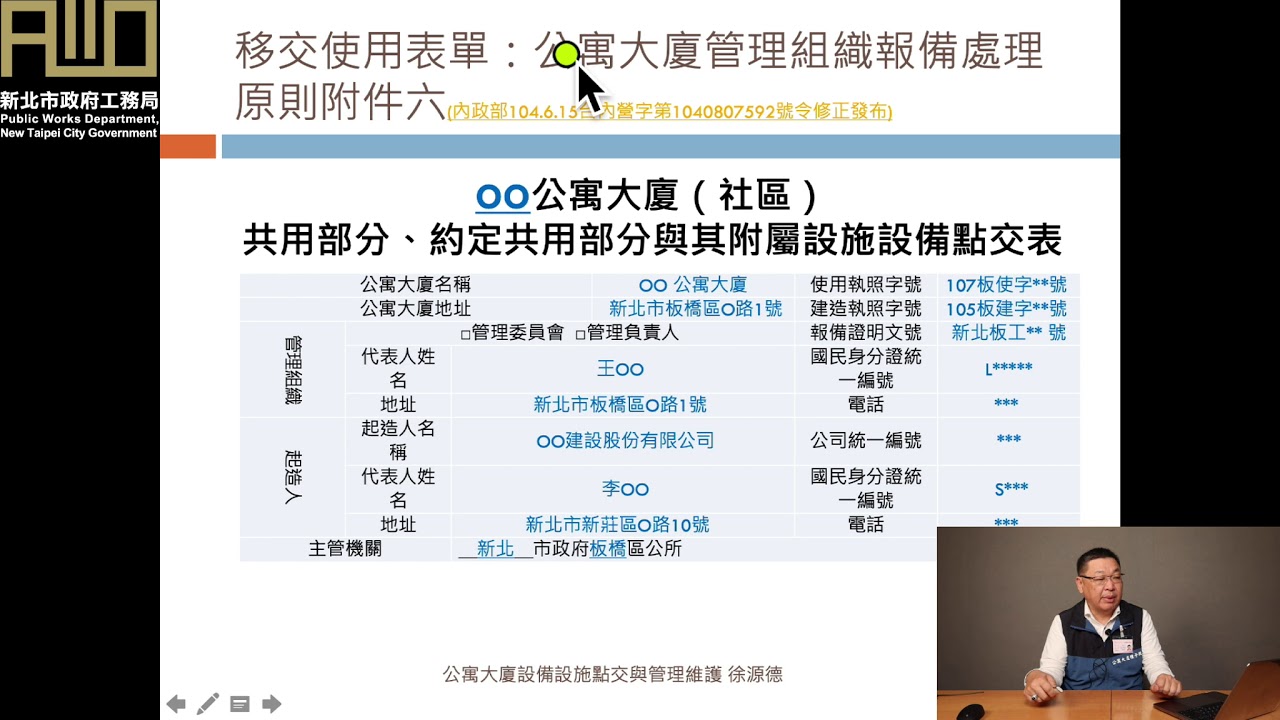 新北市工務局公寓大廈管理科課程ep1 01 從條例來了解管理委員會對於設備設施點交的職務與內容 Youtube