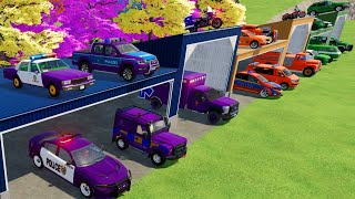 TRANSPORTING POLICE CARS, FIRE TRUCK, AMBULANCE, CARS OF COLORS! WITH TRUCKS! - FARMING SIMULATOR 22