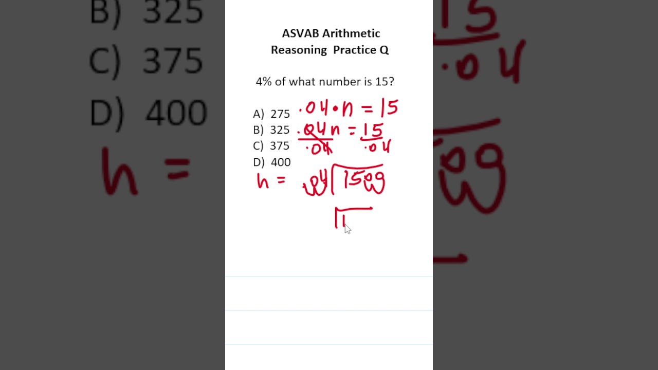 ASVAB PiCAT Arithmetic Reasoning Practice Test Q Percentage Acetheasvab With Grammarhero