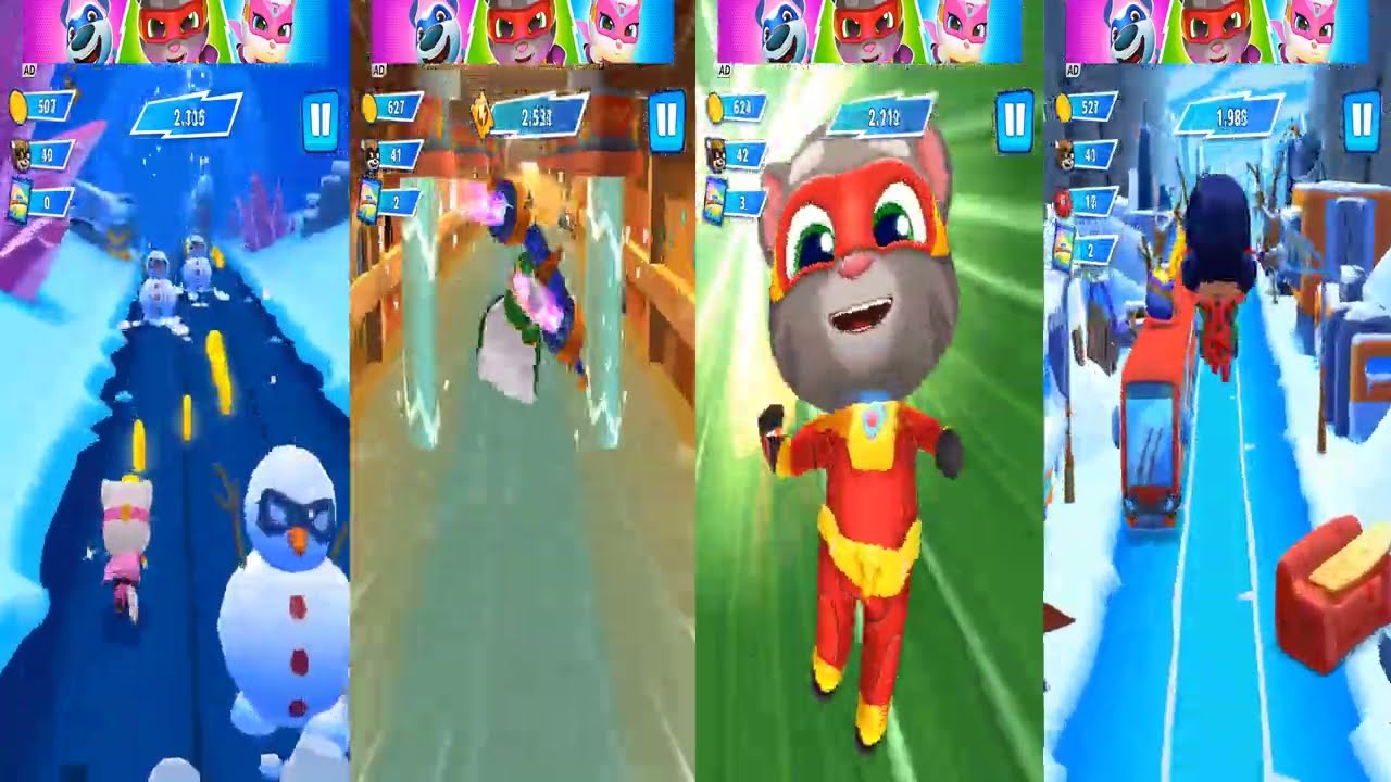 PLAY GAME! FOUR🚀🎮🏃💨🎮 Talking Tom Hero Dash 4K – Epic Rescue Mission for Angela, Hank, Ben & Ginger!