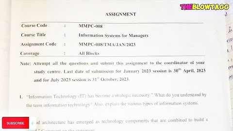 MMPC - 008 Solved Assignment session 2023 - 24 ignou Solved Assignment |Theblowtagg