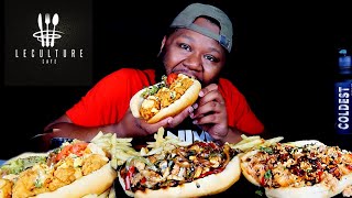 Shrimp Poboy , Salmon Philly and Chicken Philly from Le Culture Cafe | MUKBANG