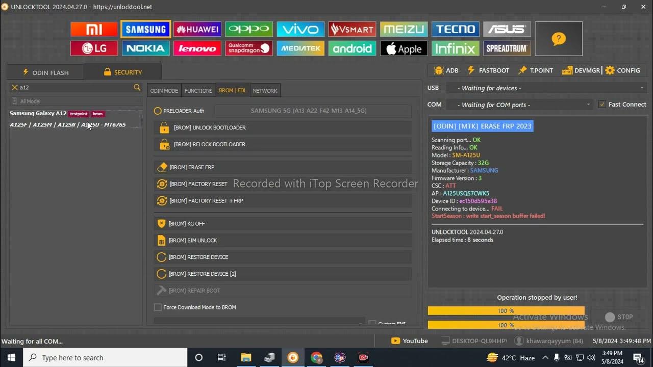 Samsung A12 (SMA127F) FRP Remove Test Point By Unlock Tool 2024 YouTube