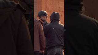 Demonstrators stood face-to-face with federal agents during a Presidents Day protest.