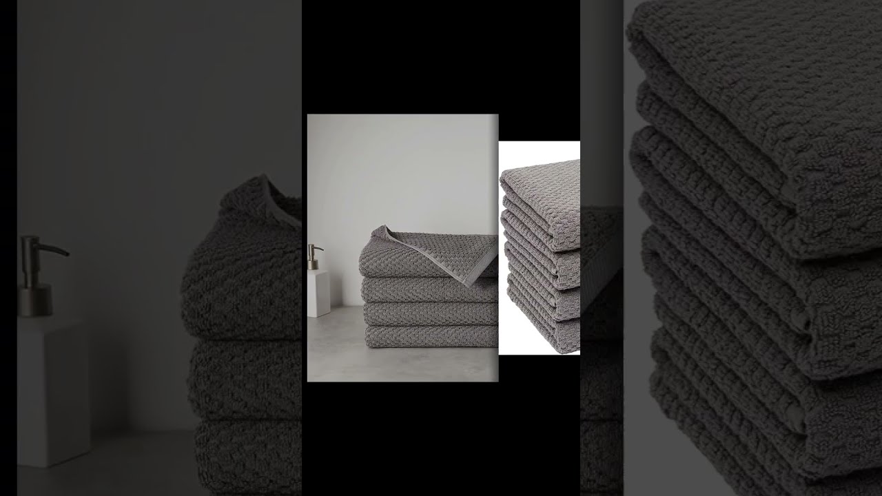 IMstore077-20 Amazon Basics Odor Resistant Textured Bath Towel, 30 x 54 Inches - 4-Pack, Dark Gray