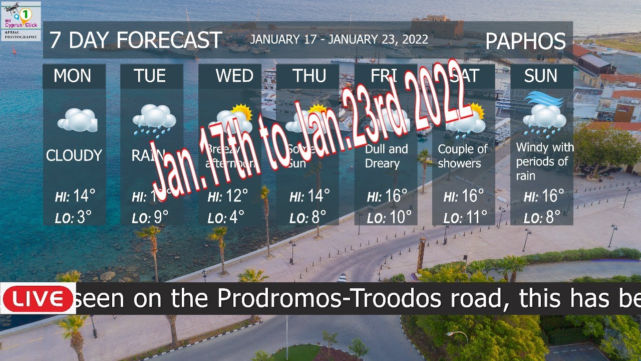 Paphos Cyprus Weather forecast(7 Days) Jan.17 to Jan 23, 2022 4K