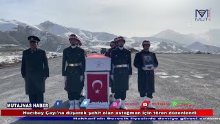 Hacıbey Çayı'na düşerek şehit olan asteğmen için tören düzenlendi