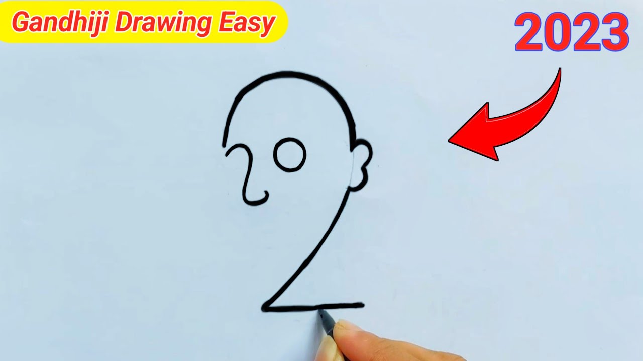 Gandhi Jayanti Drawing easy | Gandhiji drawing for beginners -step by step  | Mahatma Gandhi | Drawing for beginners, Easy drawings, Hand tricks