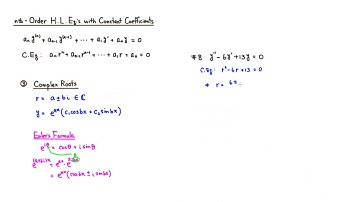 Homogeneous Linear Equations with Constant Coefficients: Case 3 (Distinct Complex Roots)