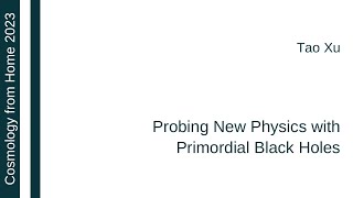 Tao Xu | Probing New Physics with Primordial Black Holes