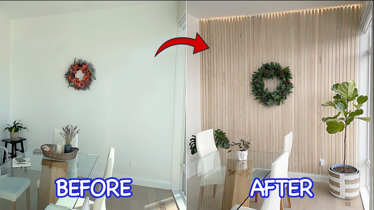 加拿大接到的第一份Job - DIY 特色牆 | Wood Slat Panel Feature Wall | Philips Hue Lightstrip