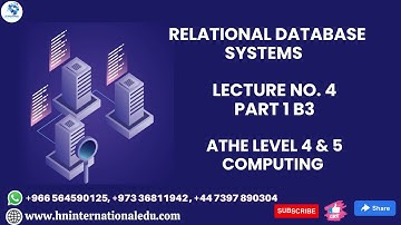 Relational Database Lecture No. 04 Part 1 B3 ATHE Level 4 & 5 Computing