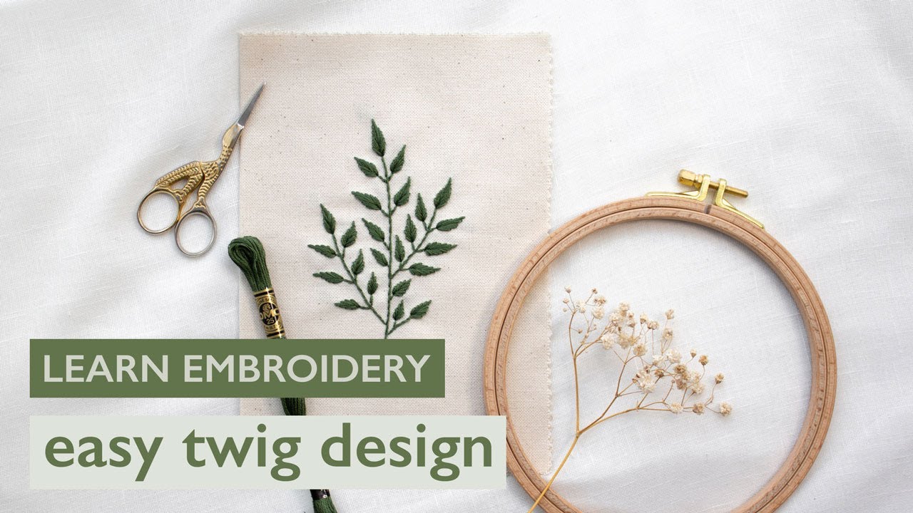 Twig Embroidery Design • easy embroidery pattern for beginners