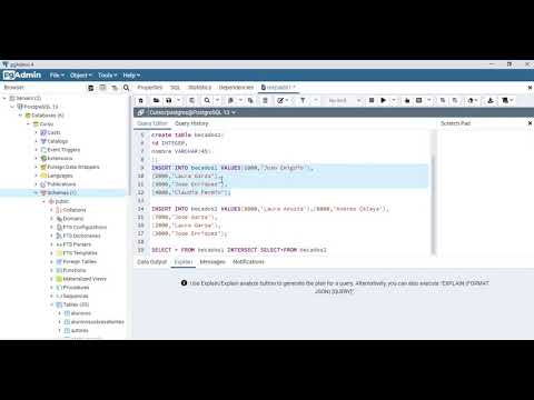 Buscar registros que coincidan en 2 tablas de PostgreSQL- Función Intersect.