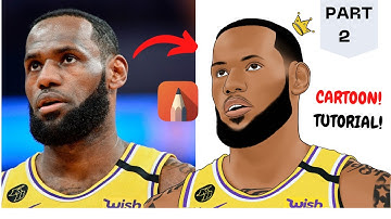 HOW TO CARTOON YOURSELF❗️|IPAD| Autodesk Sketchbook | Easy Step by Step Tutorial of LeBron James pt2