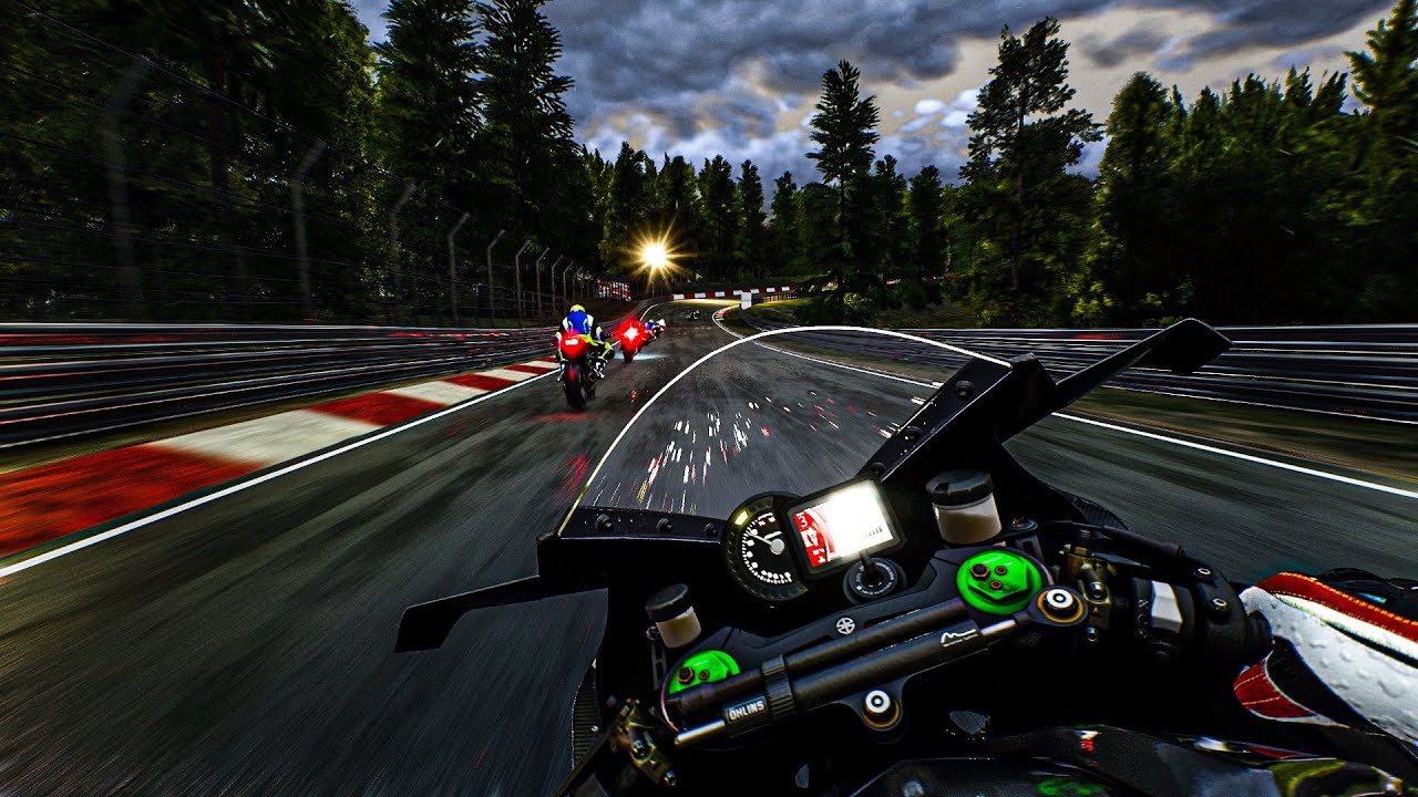 Kawasaki Ninja H2 Nurburgring Night Track Race POV - Ride 5 Gameplay
