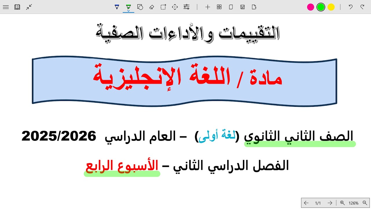 حل التقييم الرابع انجليزي تانيه ثانوي الترم التاني 2026