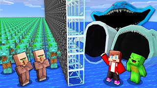 Villagers vs JJ and Mikey WATER ARMY Battle in Minecraft (Maizen)