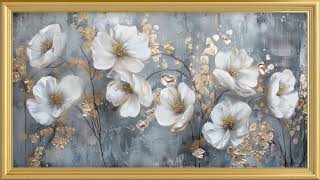 Vibrant Acrylic Painting Flowers and Leaves | TV Wallpaper | Free Background | 4K Frame Art screenshot 1