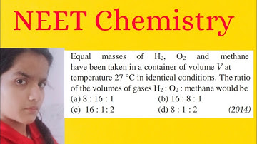 Equal masses of H2 , O2 and CH4 has been taken in a container of volume V at temperature 27° in ....