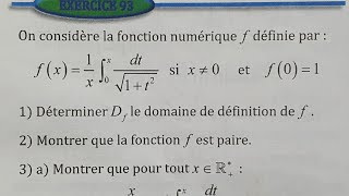 S.M: Fonction définie par une intégrale (1)..