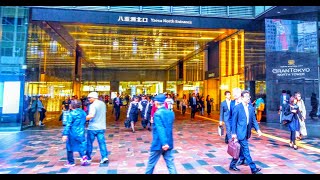 4Kᵁᴴᴰ | Tokyo Yaesu (八重洲) walk until heavy rain started |