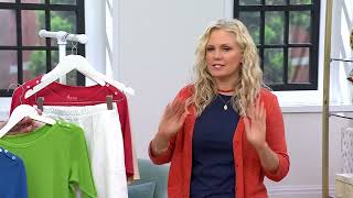Denim & Co. Essentials Modal Rib Elbow Sleeve Boat Neck Top on QVC