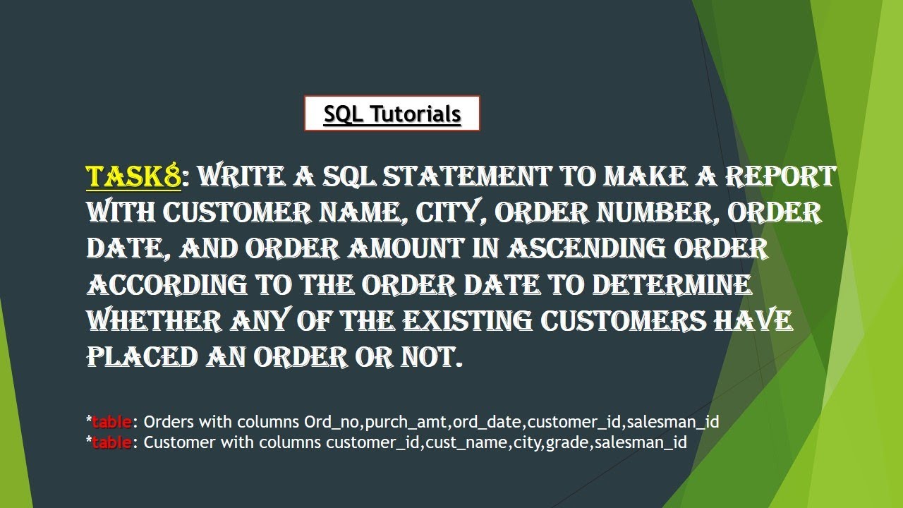 28 write a sql statement to make a report with customer name city