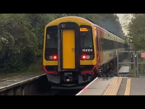 South Western Railway Class 159104 + 159022 departs Templecombe. (4K)