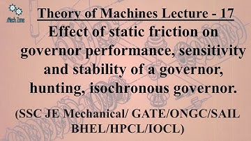 Theory of Machines Lecture 17: static friction effects, sensitivity,stability, isochronous governor.