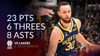 Stephen Curry 23 pts 6 threes 8 asts vs Lakers 23/24 season
