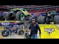 Monster trucks doing backflips, our first time attending a monster jam show