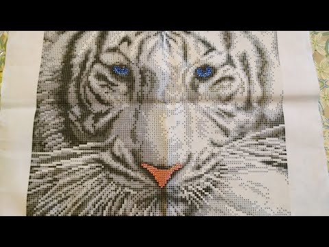 36. Вышивка бисером. 🐅Белый тигр. Мой подбор бисера. 🐯
