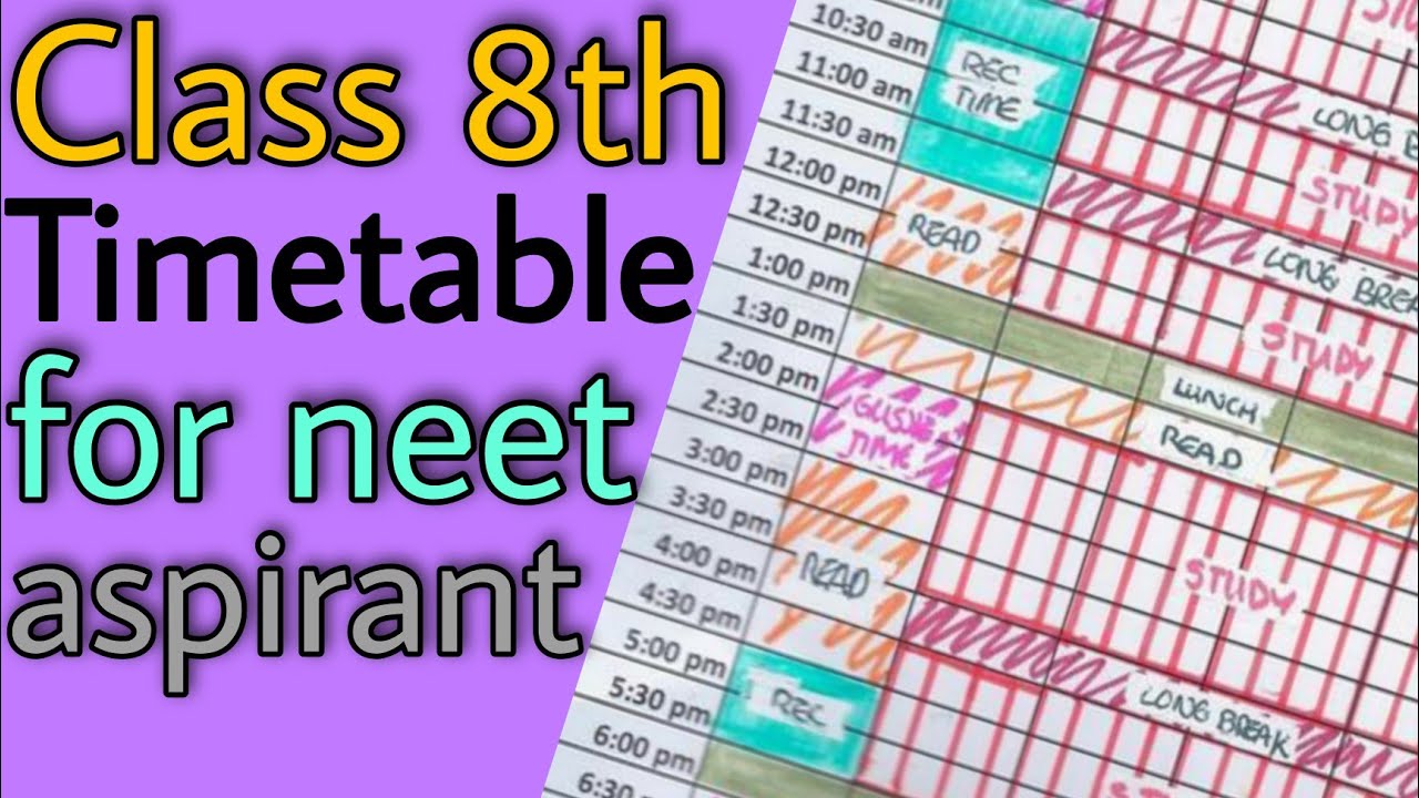 Timetable For Class 8th Neet Aspirant Neet Timetable 2023 Hamari 