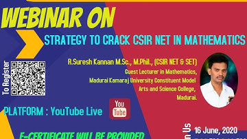 Webinar on "STRATEGY TO CRACK CSIR NET IN MATHEMATICS"