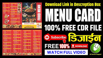 Menu Card Design | Free CDR File Download | Restaurant Menu Card Design in CorelDRAW