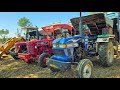 JCB 3dx Eco Machine Loading New Eicher Mahindra Massey Tractor Stuck in Mud | Jcb and Tractor Video