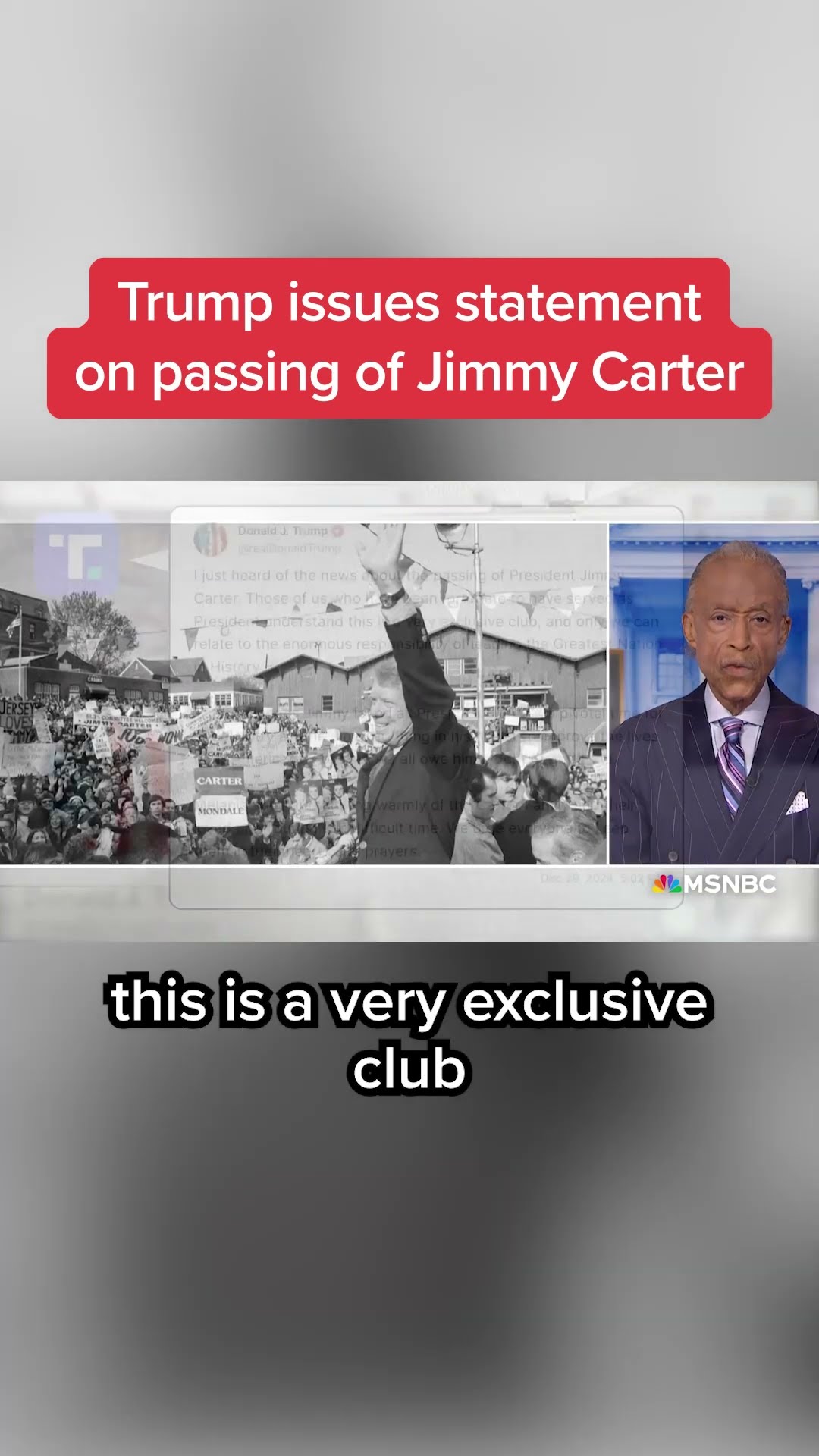 Trump issues statement on passing of Jimmy Carter