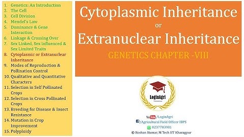 Genetics & Plant Breeding - Lesson 8 : Cytoplasmic or Extranuclear Inheritance (Part 8/15)